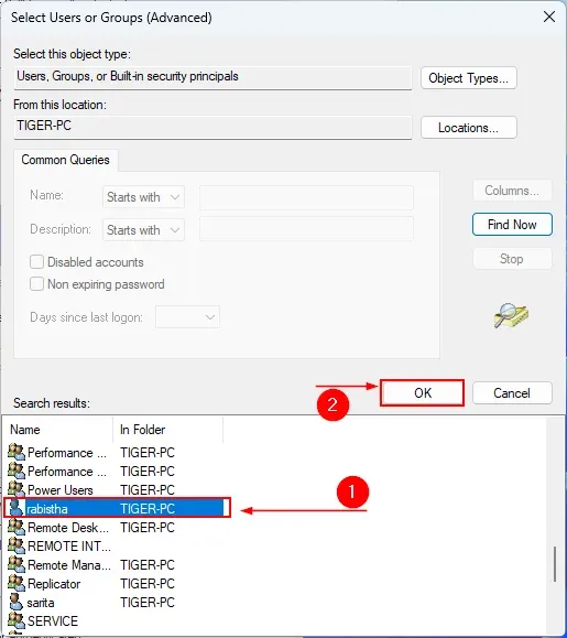 Select User Account