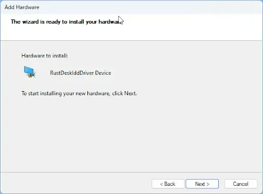 Figure 10. RustDesklddDriver Device