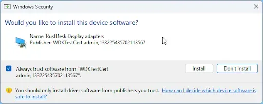 Figure 11. Windows security Window