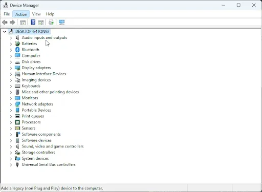 Figure 3. Device manager