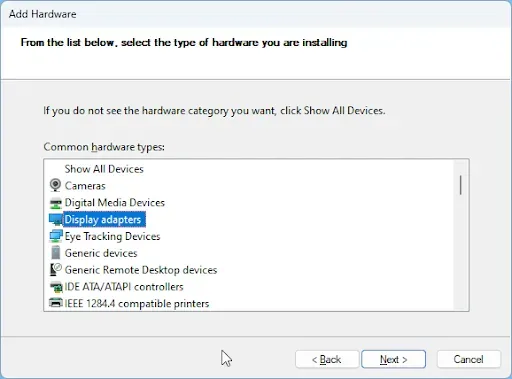 Figure 6. Hardware type - Display adapters