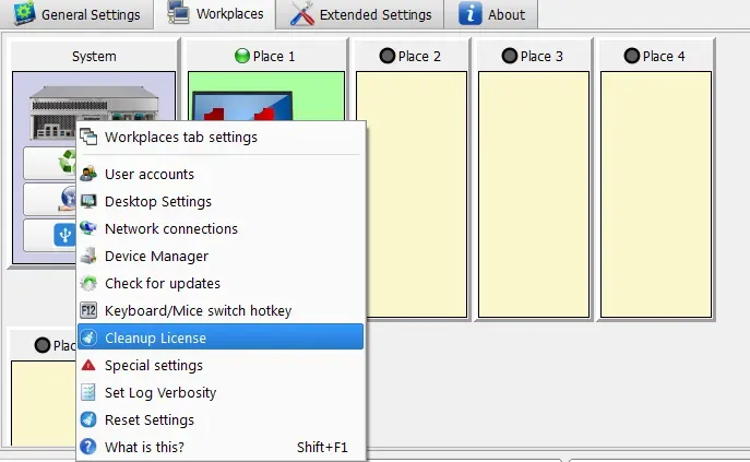 Clear ASTER license information through the use of context menu