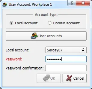 Example of setting up automatic logon with a local account type