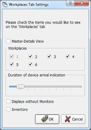Workplace Tab Settings Window