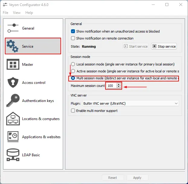 Choosing Session Mode (Figure 7)
