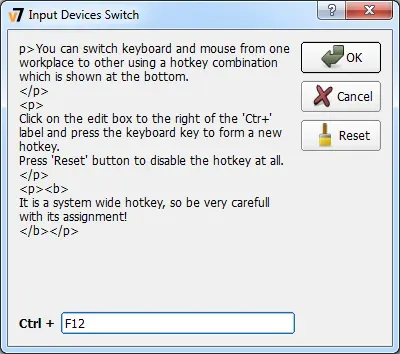 Setting hotkeys for switching input devices