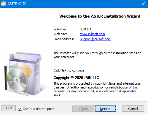 Start of installation