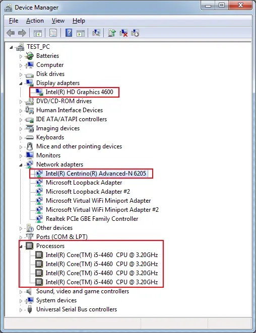 View the type of equipment installed on the PC