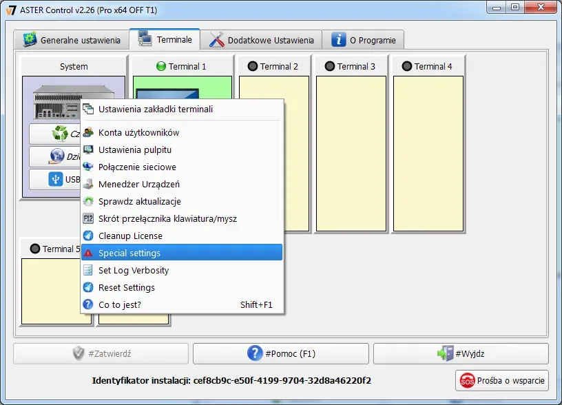 Specjalne Ustawienia