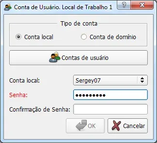 Exemplo de configuração do login automático com um tipo de conta local