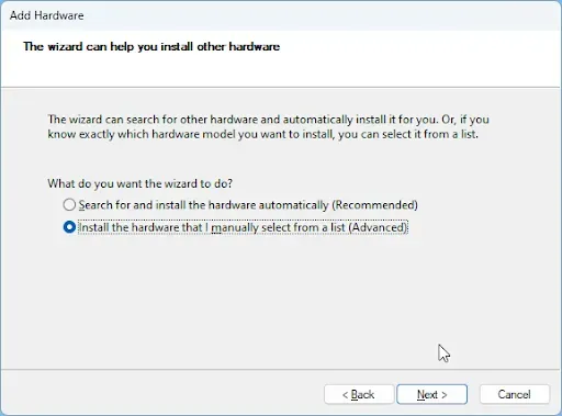 Рисунок 5. Выбор опции